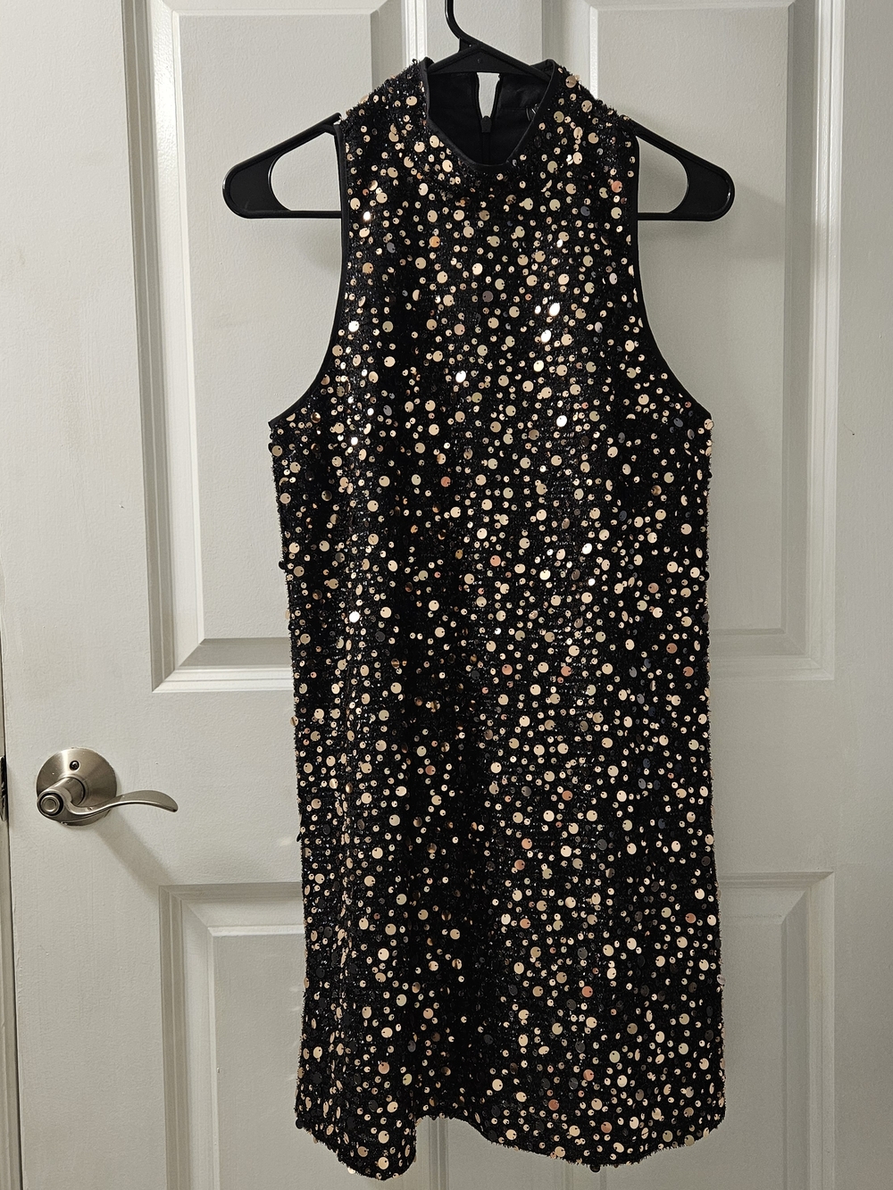 VENUS Black & Gold Sequin Embellished Sleeveless Party Dress